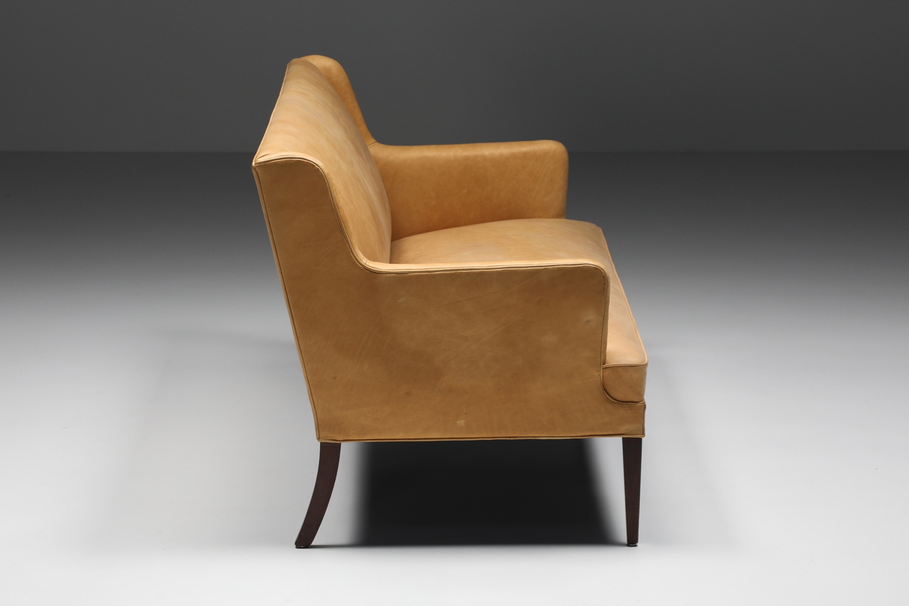  Nanna Ditzel Style Danish Sofa In Camel Leather - 1950's