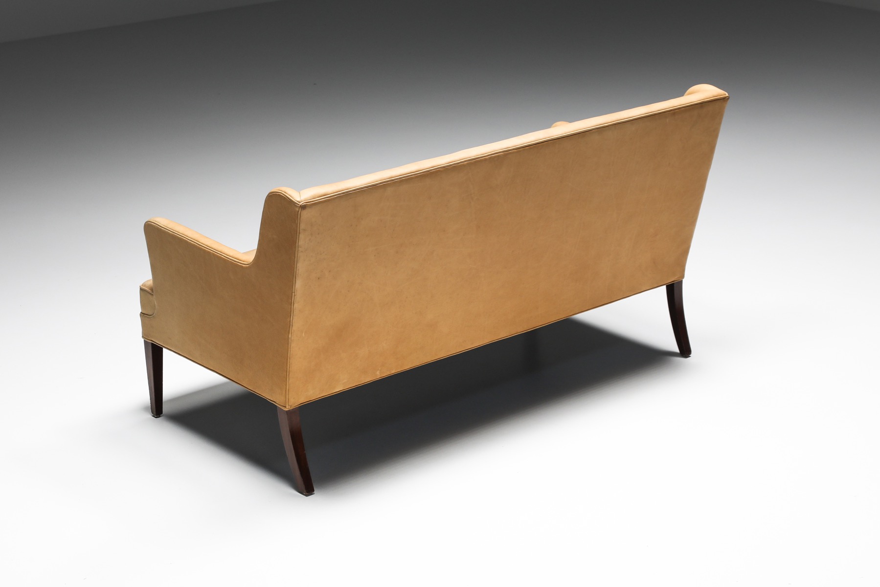  Nanna Ditzel Style Danish Sofa In Camel Leather - 1950's