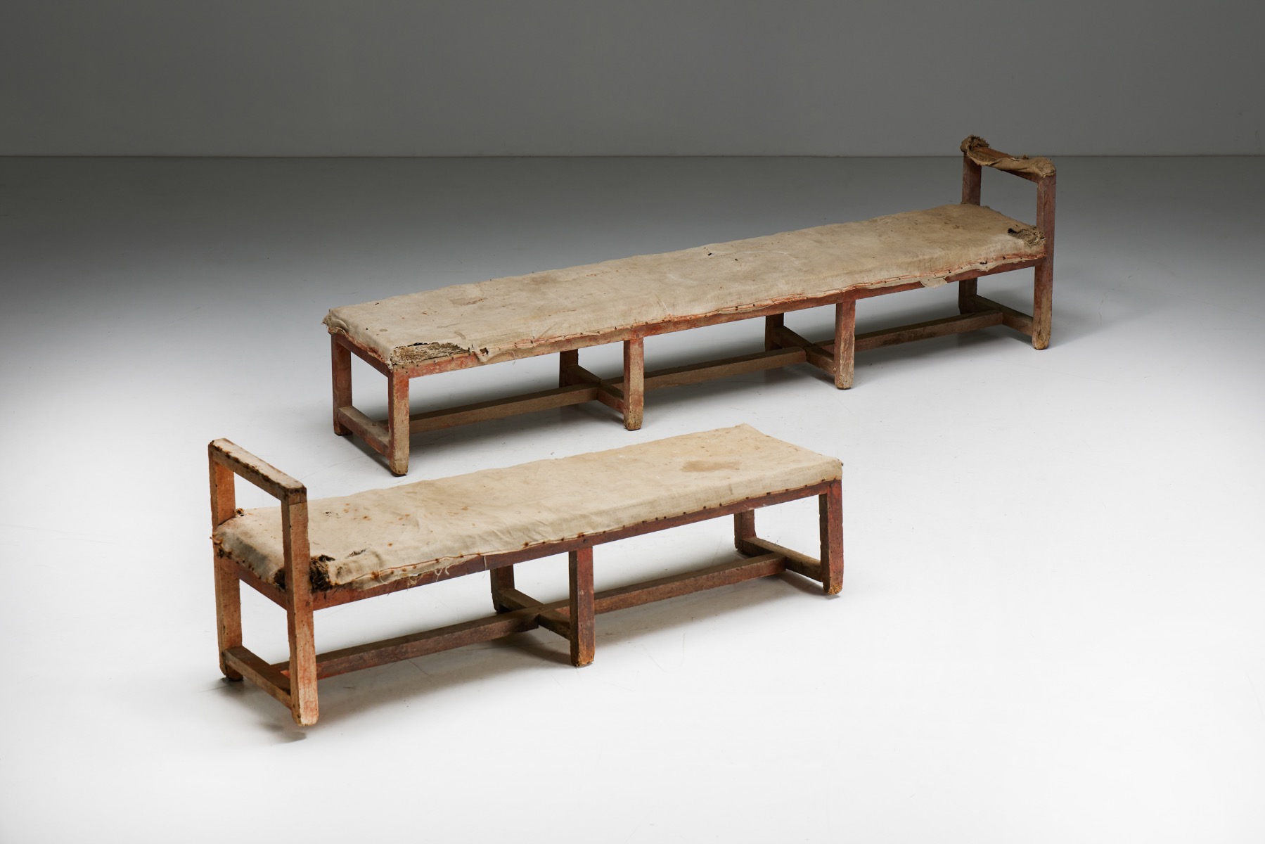 Pair of Rustic Travail Populaire Benches - 19th Century