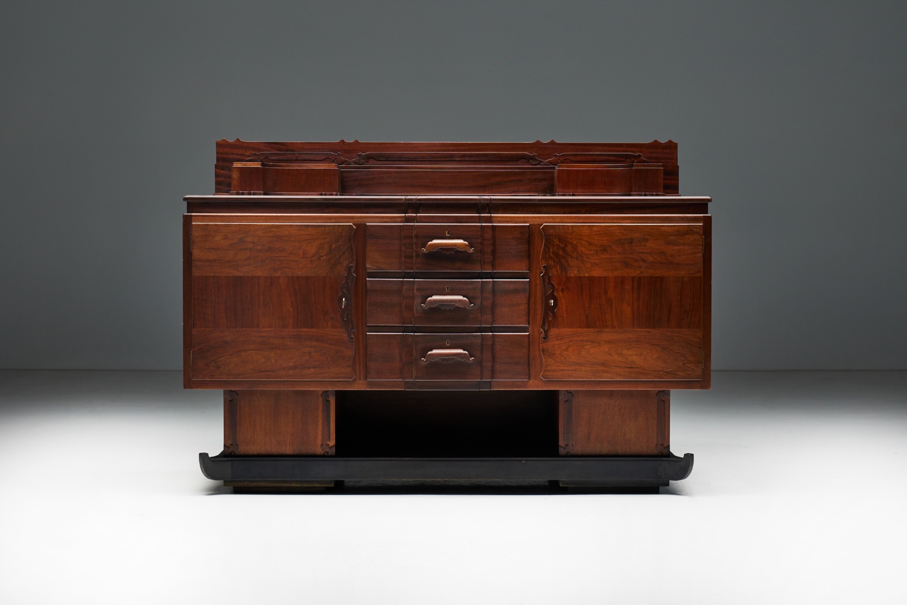 Walnut & Mahogany Amsterdam School Credenza - 1920s