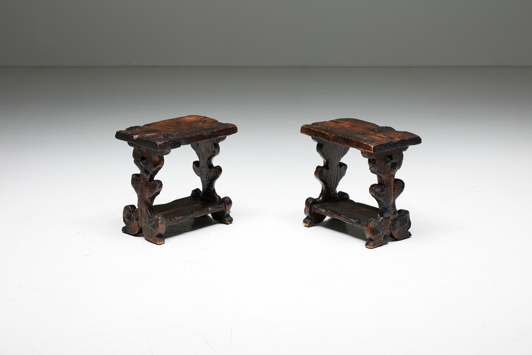 Brutalist Art Populaire Stools - 1950s