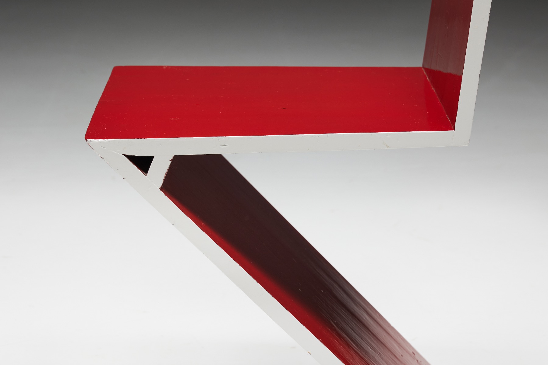 Gerrit Rietveld Red Laquer Zig Zag Chair for Cassina - 1930s