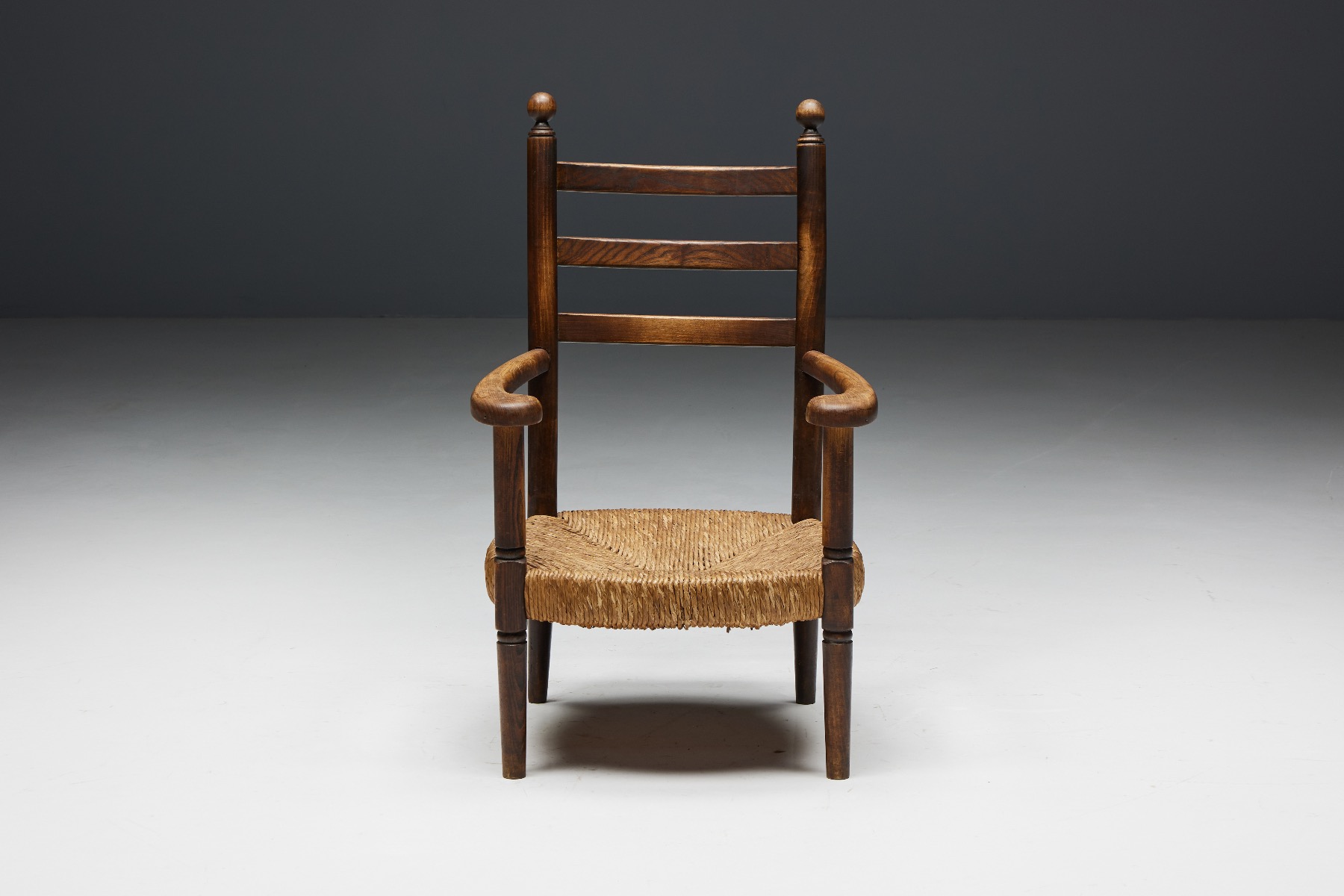 Rustic Armchairs in Wood and Straw - 1900s