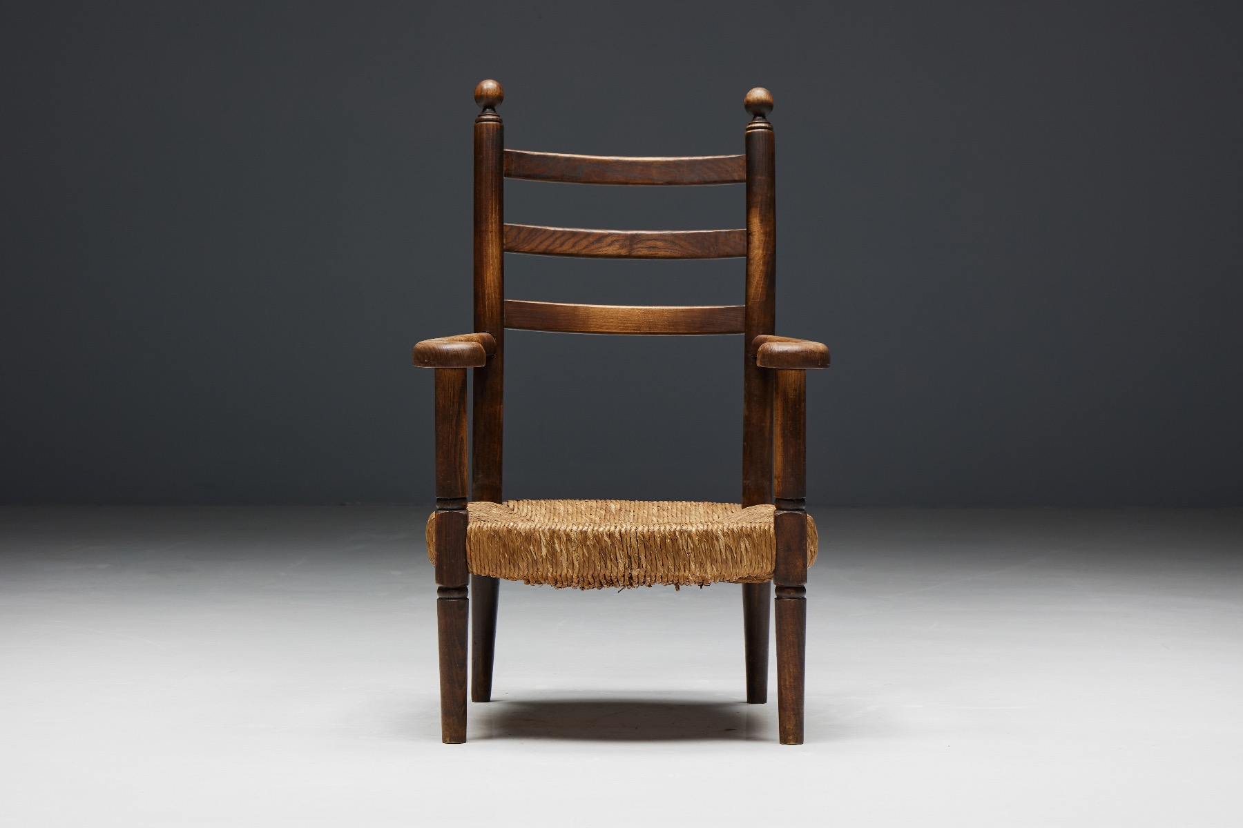 Rustic Armchairs in Wood and Straw - 1900s