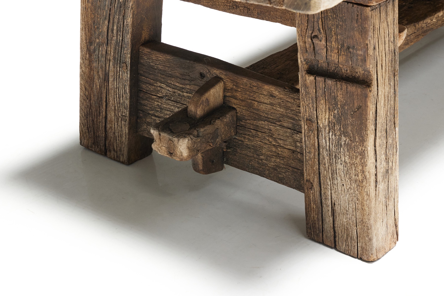 Aged wood antique side table