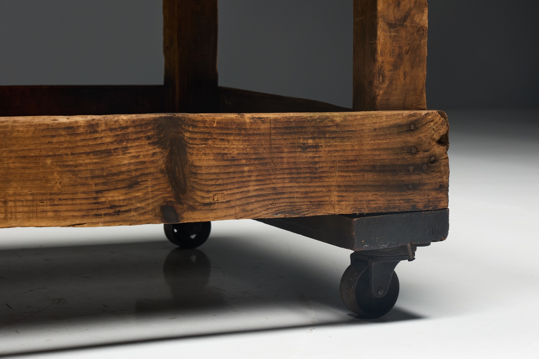 Aged wood industrial table 19th century