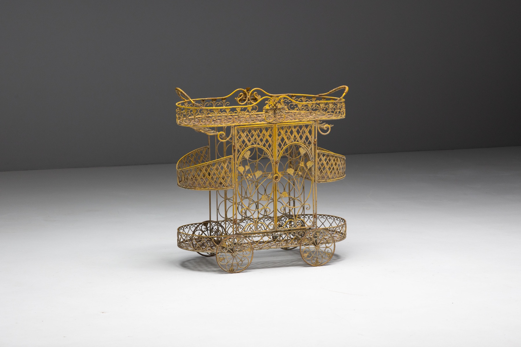 Antique cast iron kitchen serving trolley from the early 1900s
