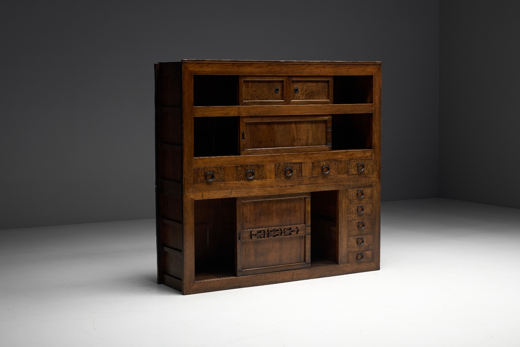 Antique Japanese storage cabinet known as Mizayu Tansu