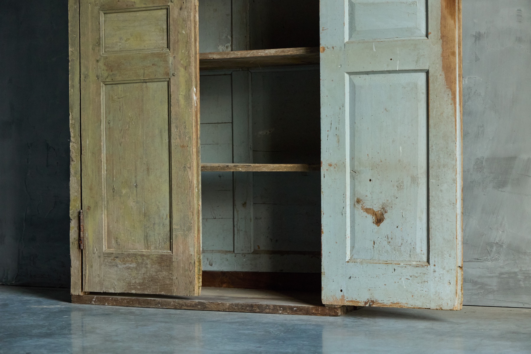 Antique rural green painted storage cabinet