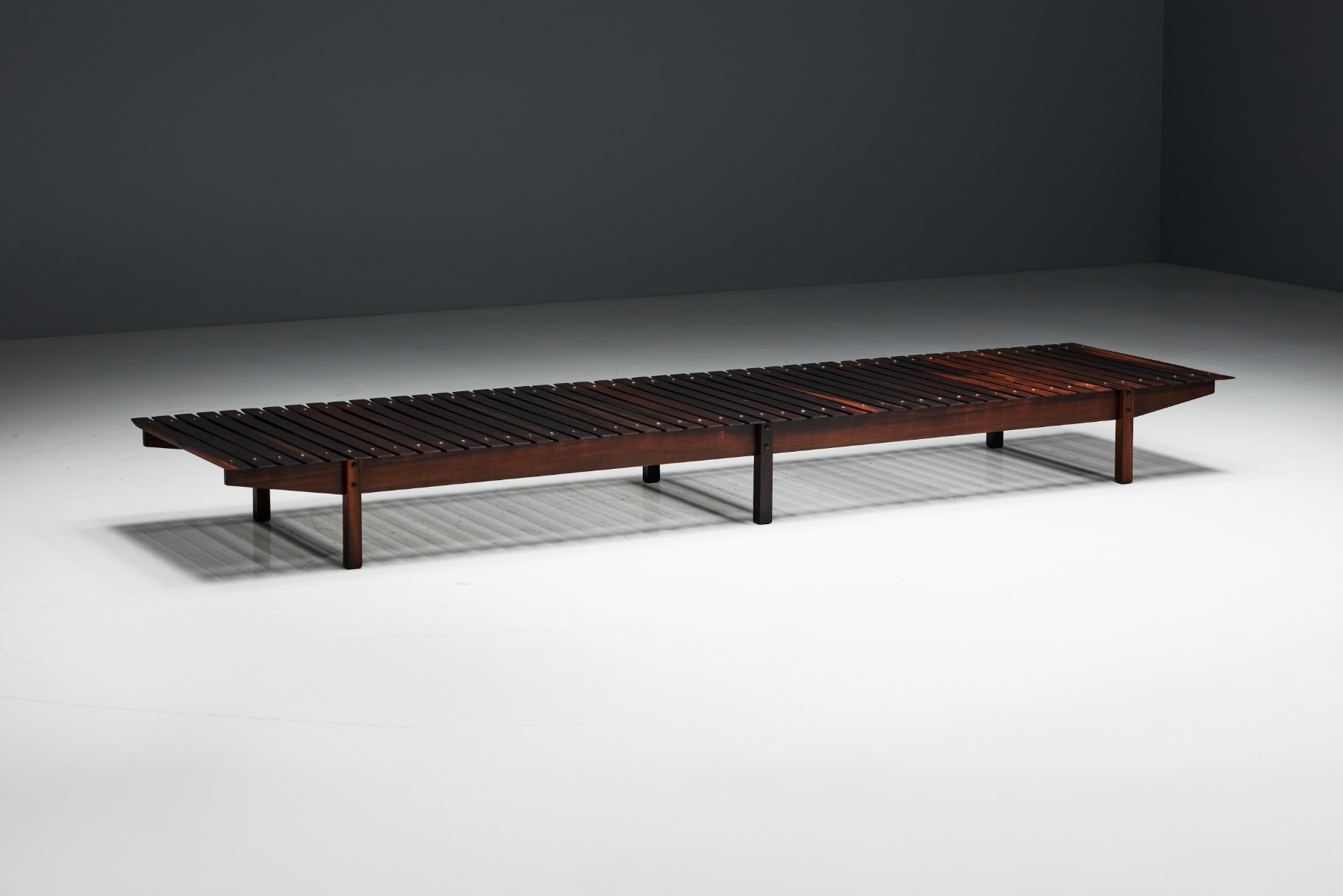 Solid wood mid century bench from Brazil