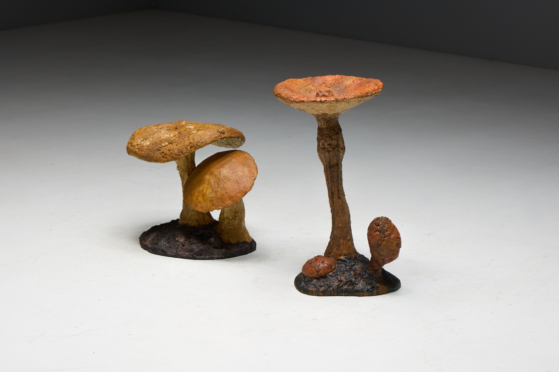 Ceramic mushroom sculpture with organic wabi sabi surface