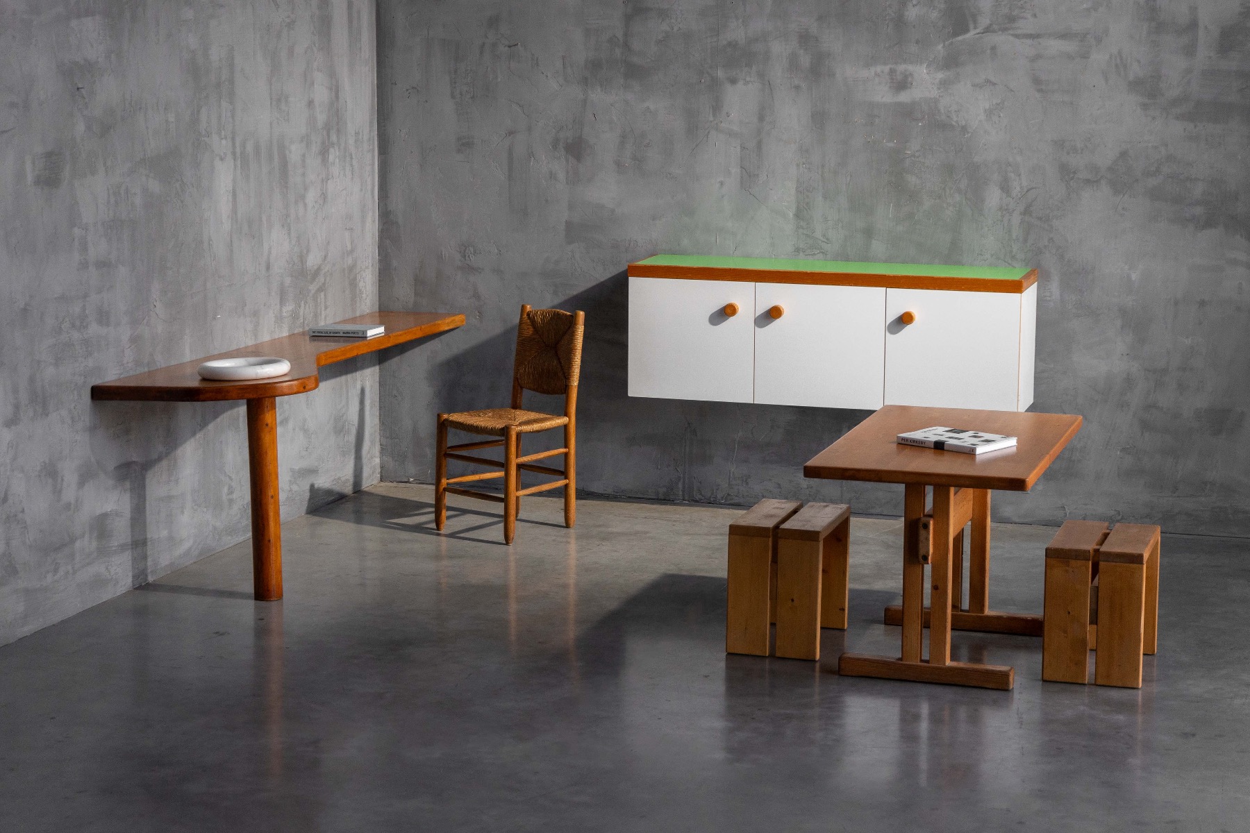 Wall mounted furniture designed by Charlotte Perriand