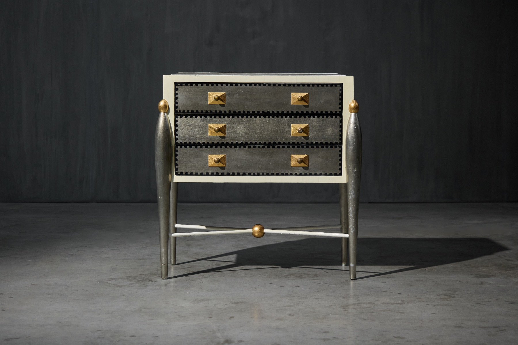 High gloss glam drawer cabinet with refined detailing