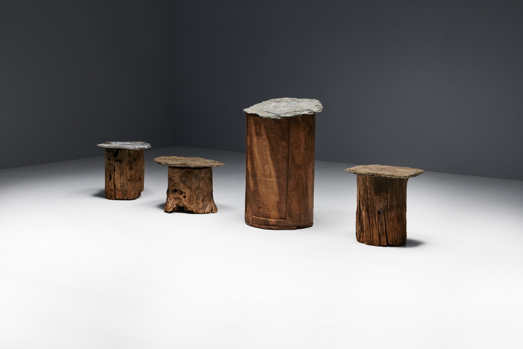 Early brutalist travail populaire cabinet handmade in wood