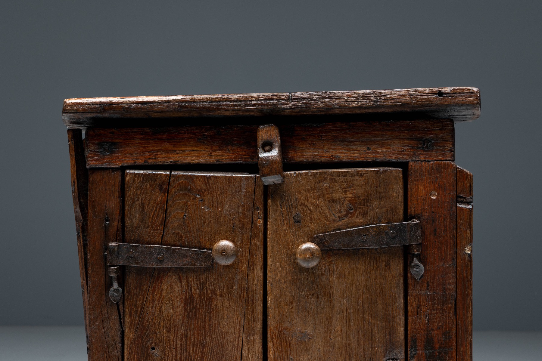 Early folk art monoxylite cabinet handmade
