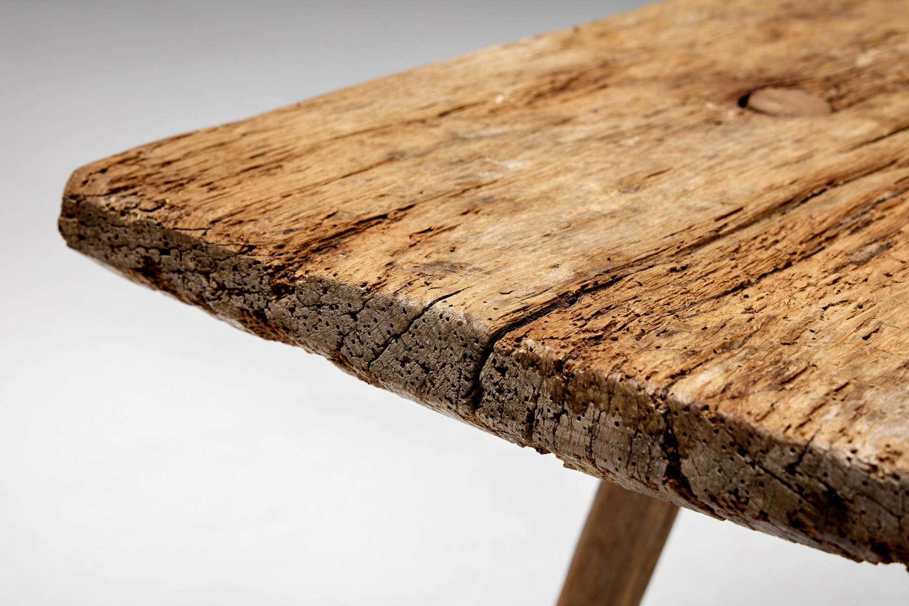 Early wabi sabi side table handmade in wood