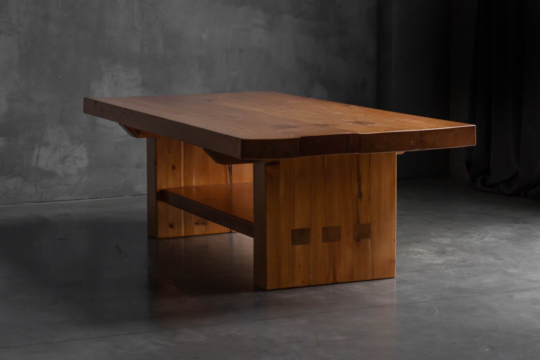 French rustic modern dining table in solid elmwood