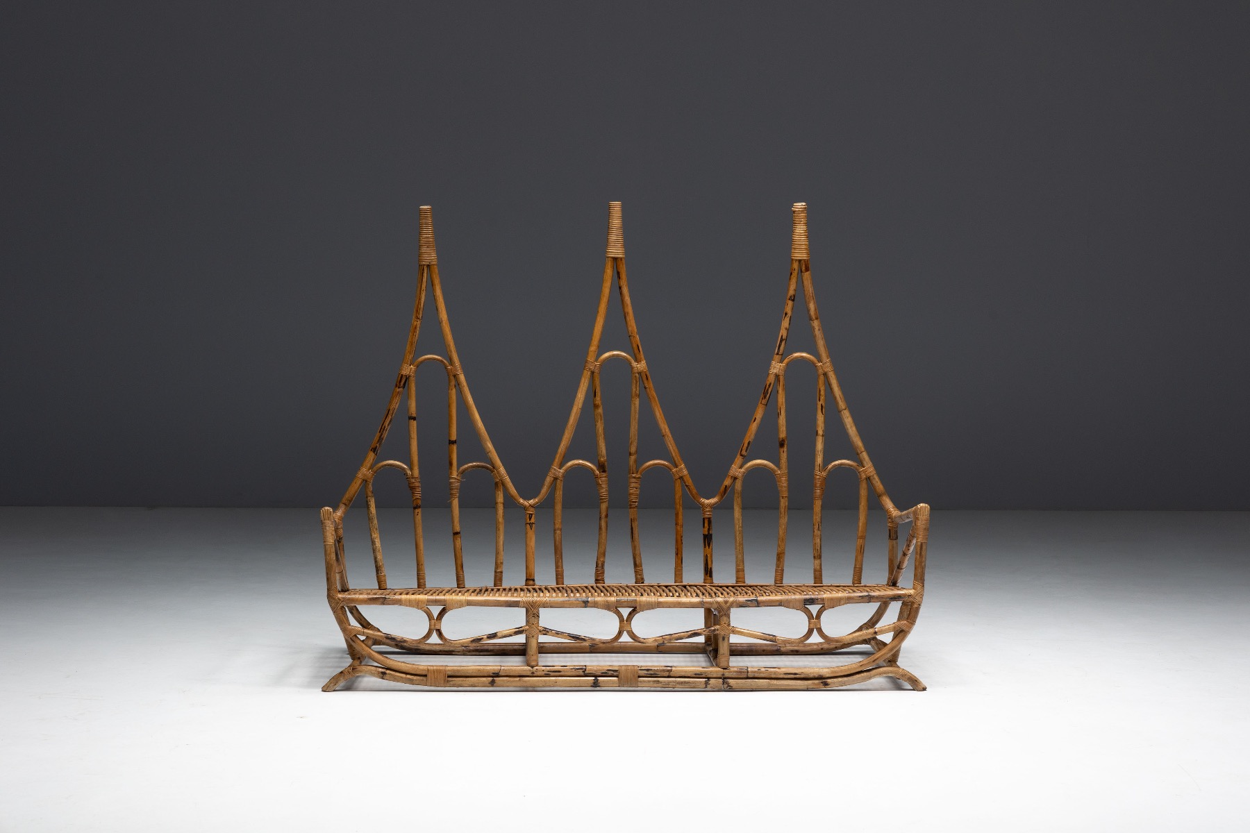 Expressive bamboo bench with vintage appeal