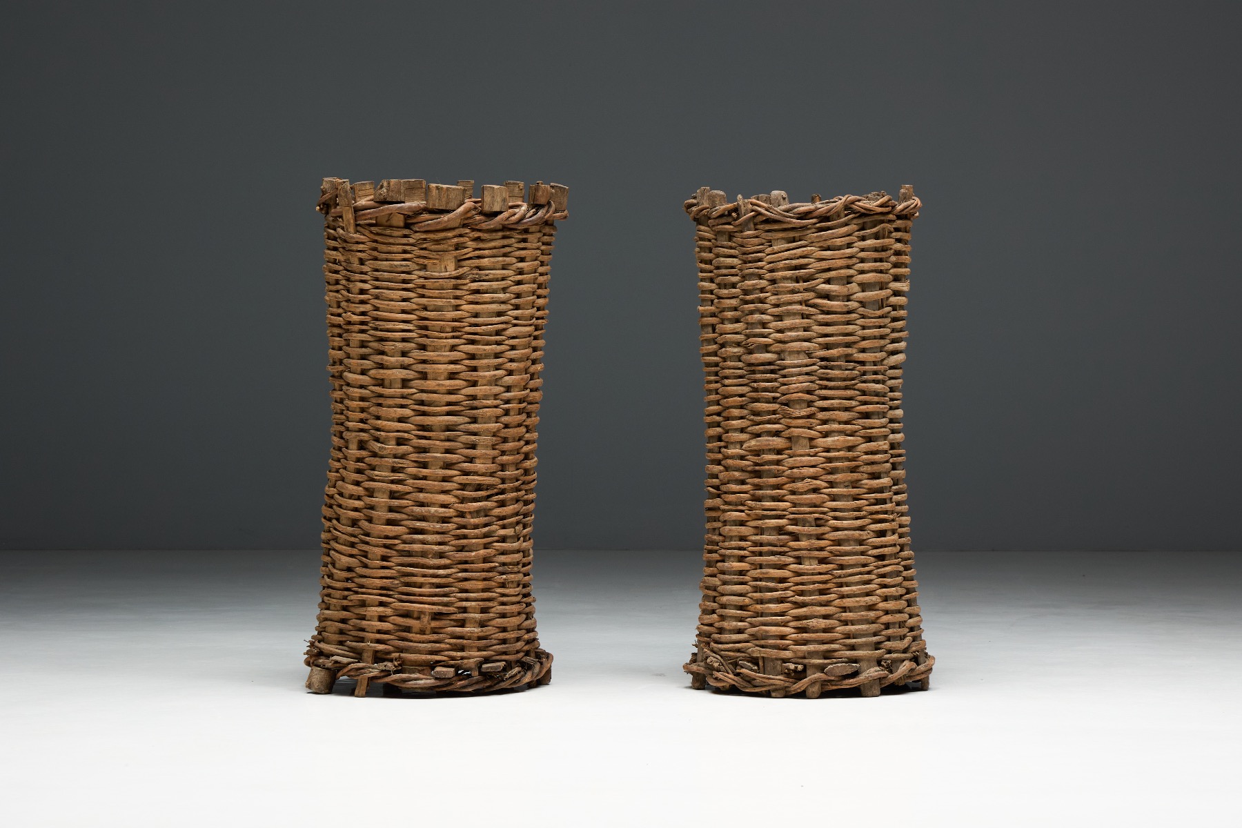 Farmhouse handwoven basket with utilitarian design