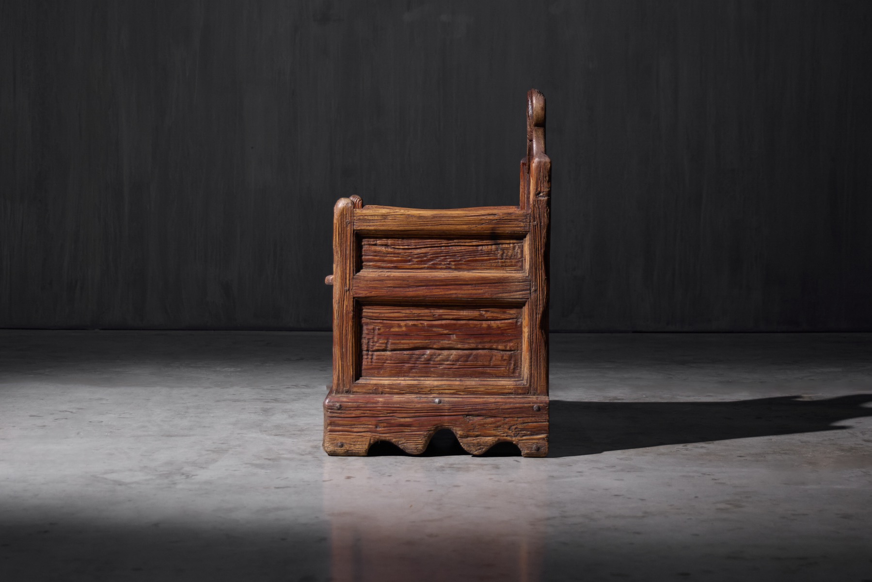 Authentic primitive armchair with internal storage