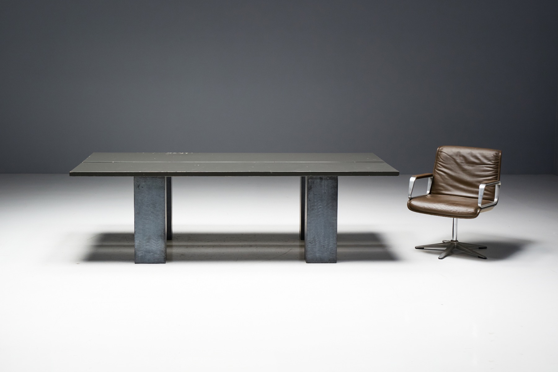 Heavy stone base dining table 1970s