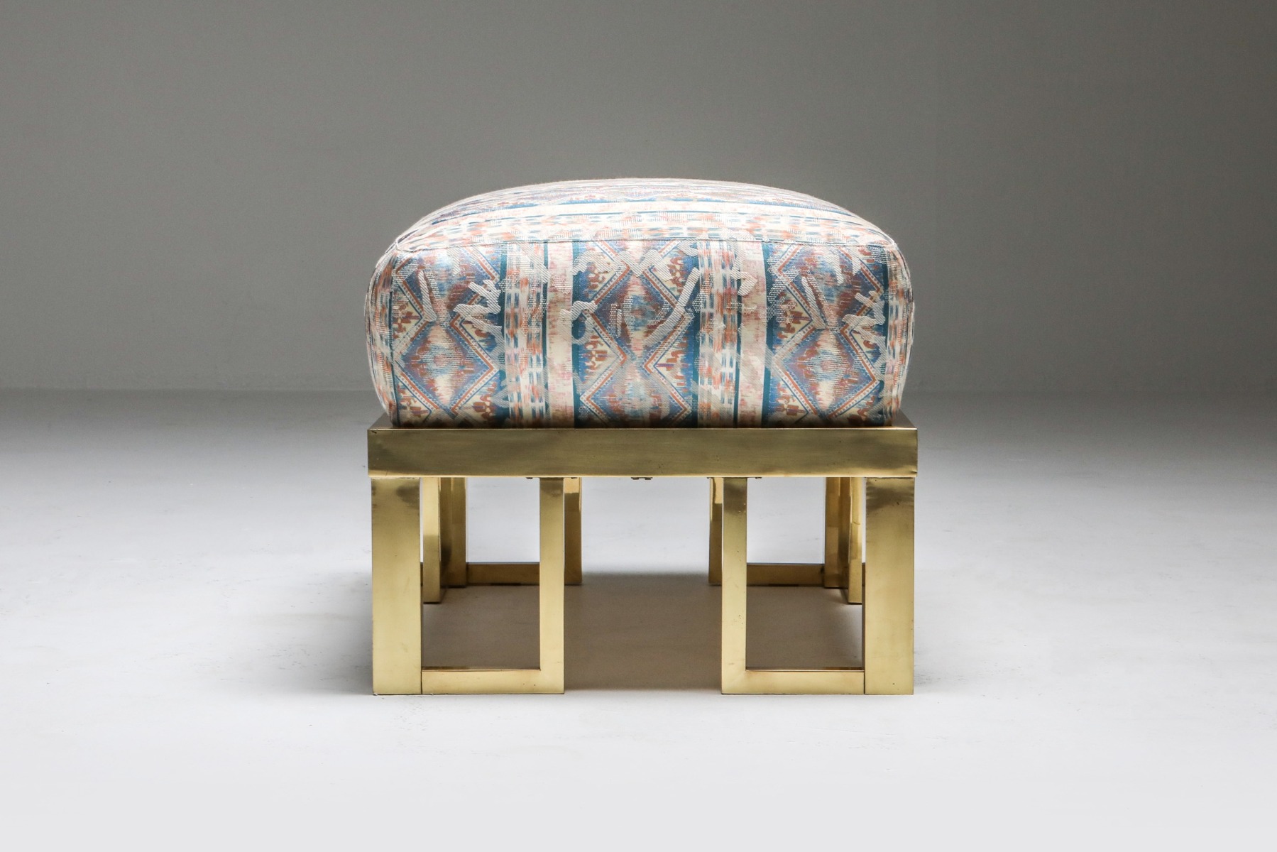 Iconic brass lounge chair and ottoman in Crespi style