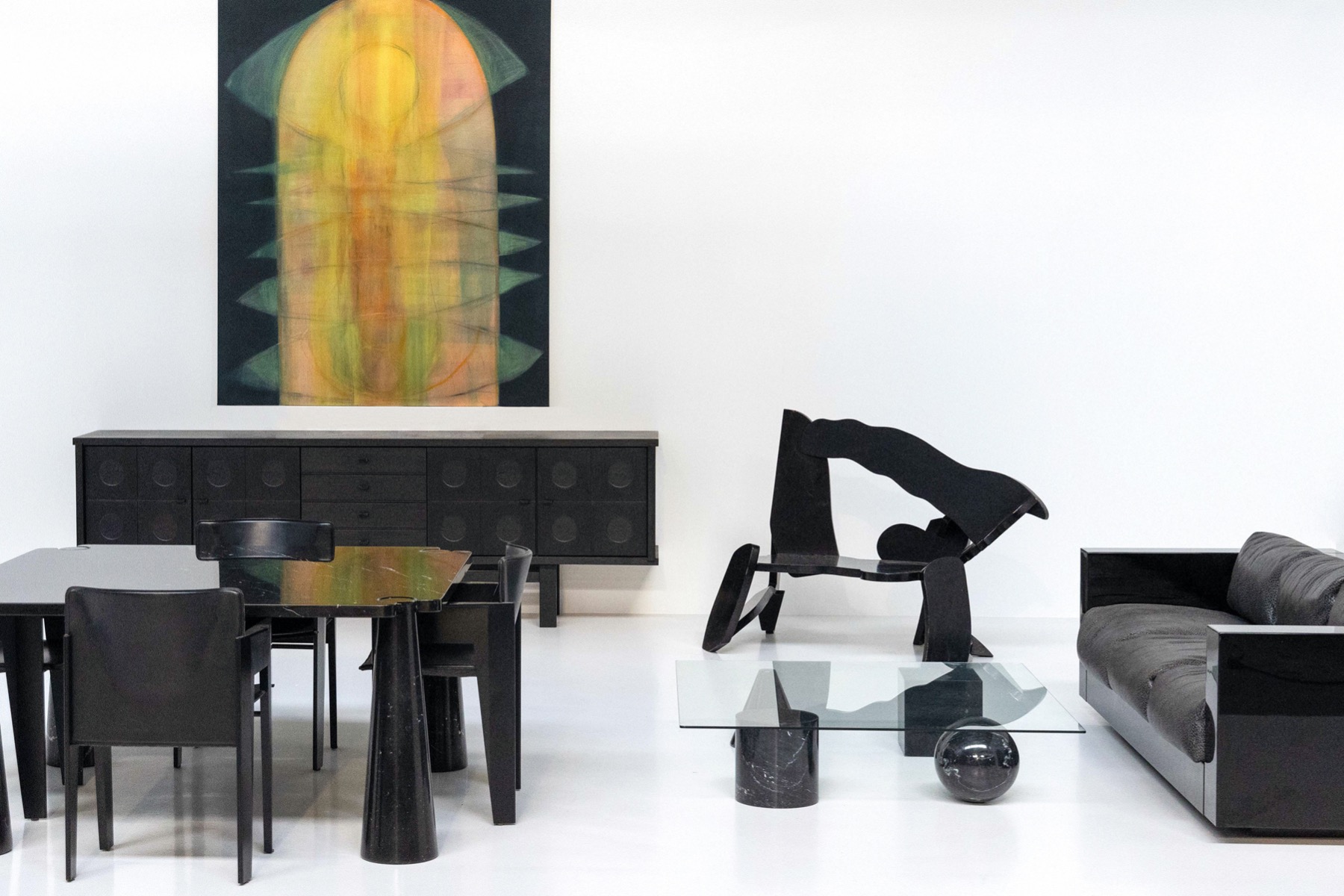 Iconic Angelo Mangiarotti Eros square marble table from the 1970s