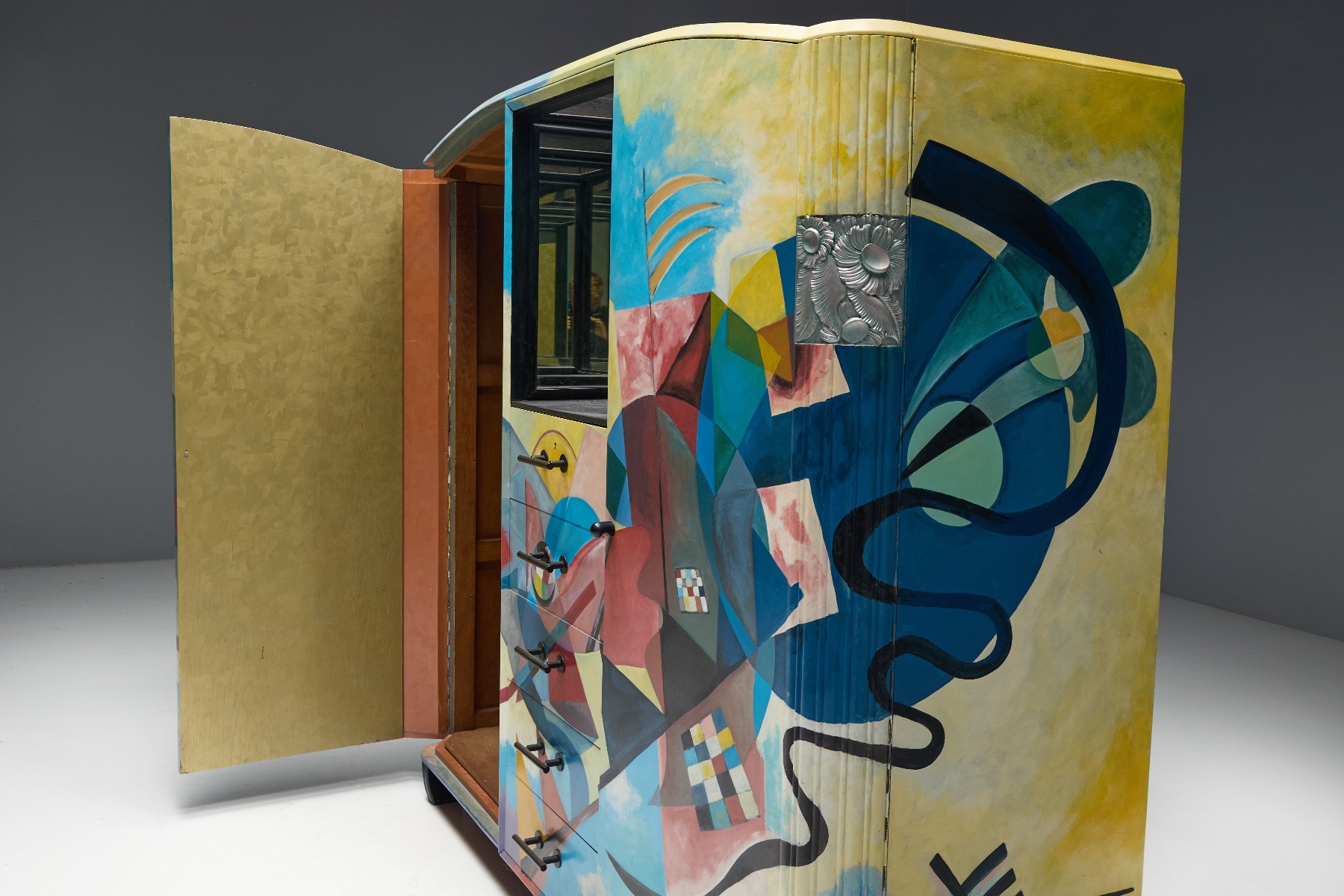 Iconic painted buffet in art deco Kandinsky style