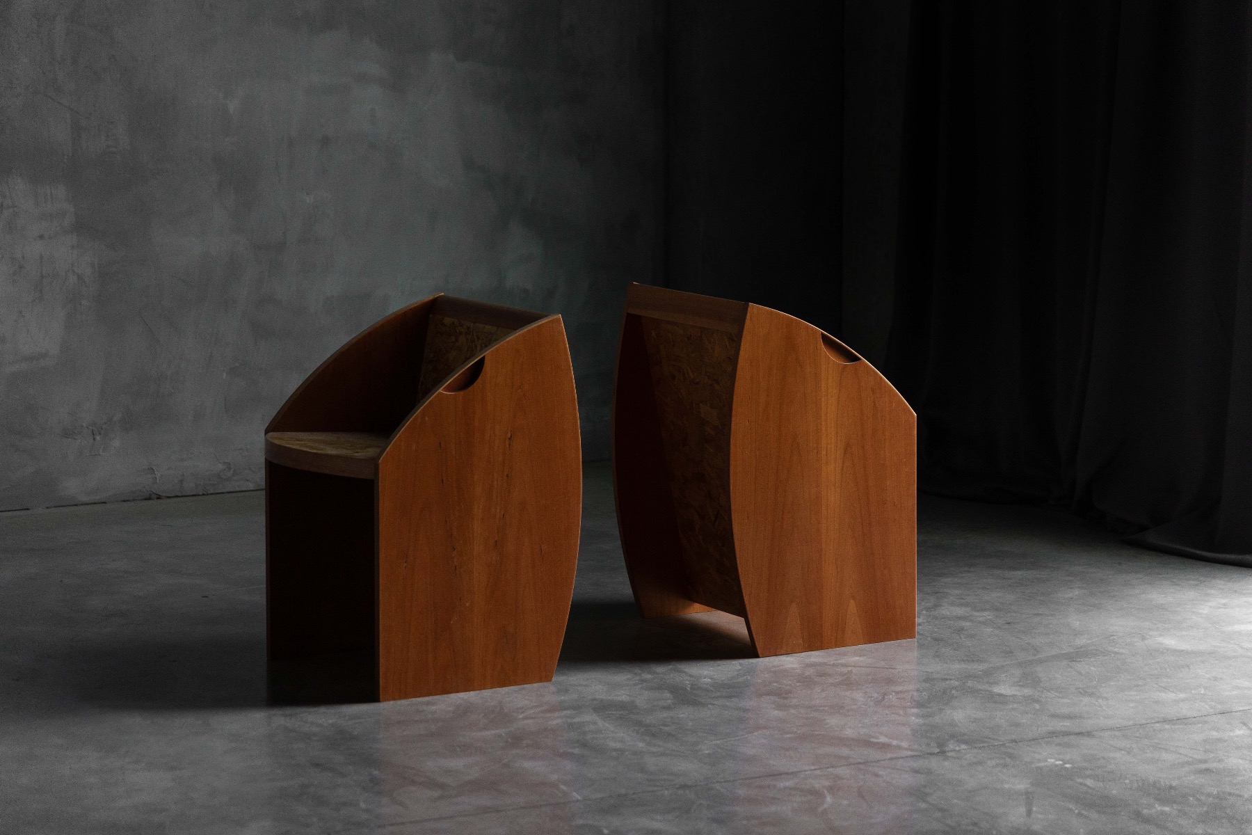 Iconic postmodern geometric chair set from the 1980s