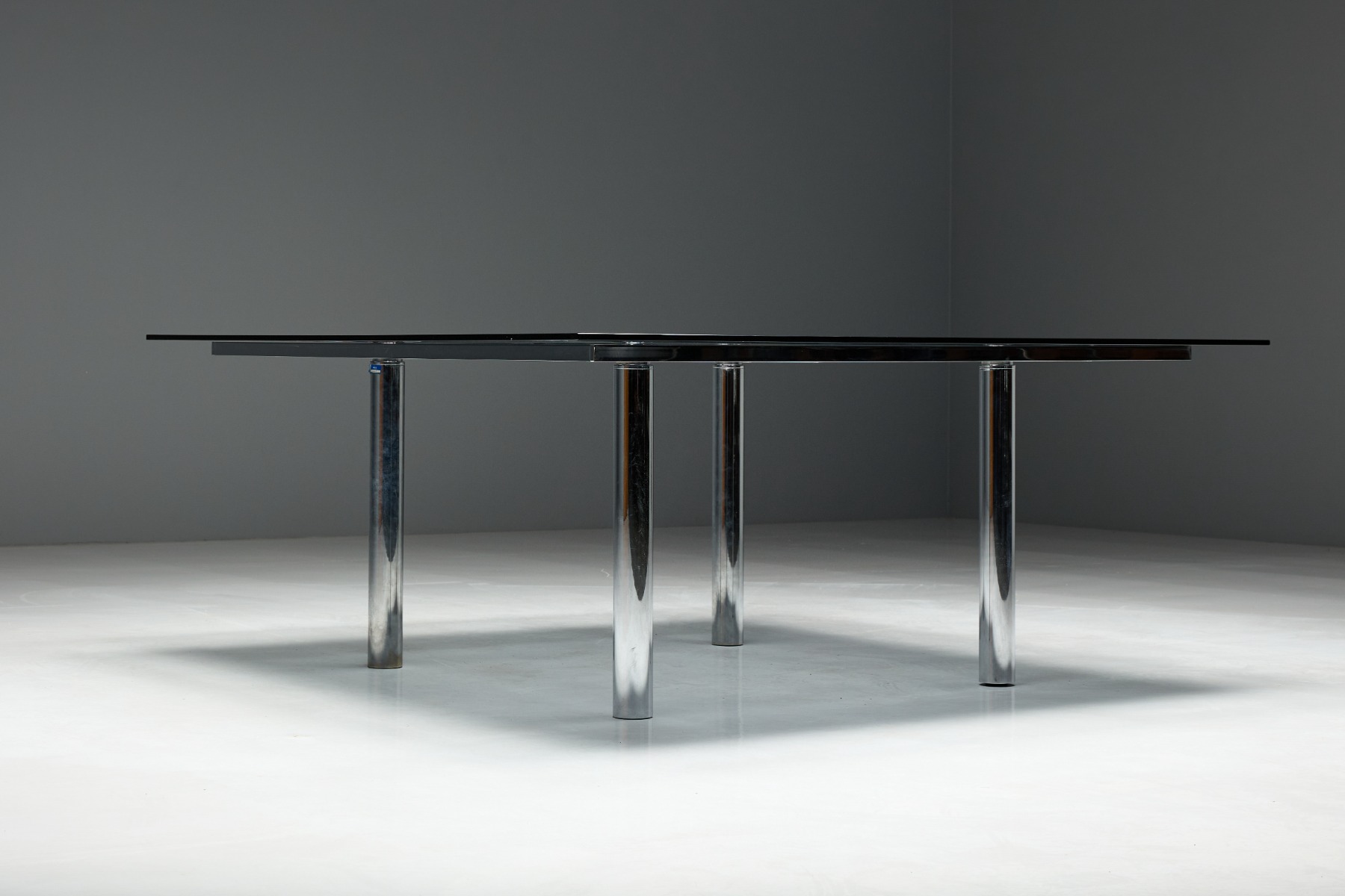 Iconic chrome dining table by Tobia Scarpa from the 1970s
