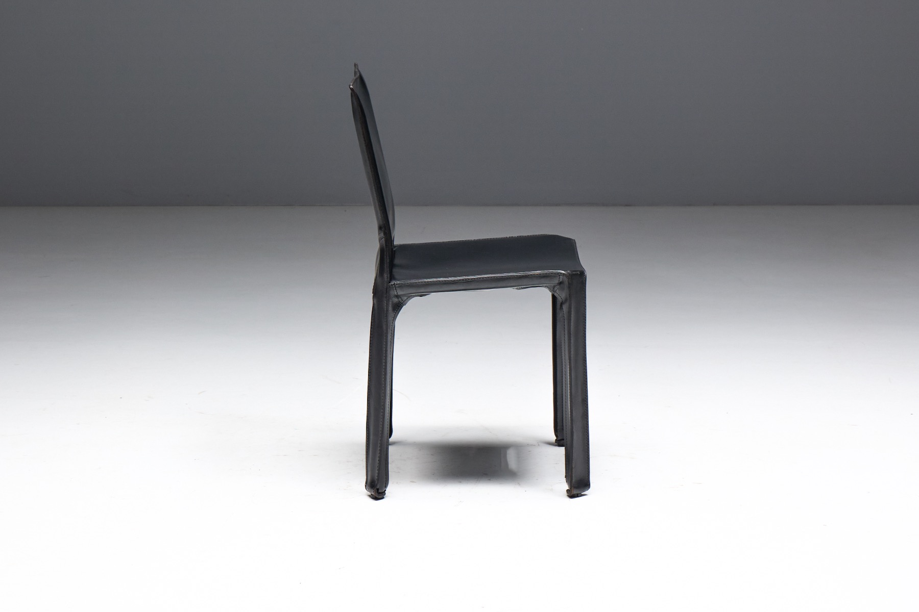 Italian leather dining chair CAB 412 from the 1970s