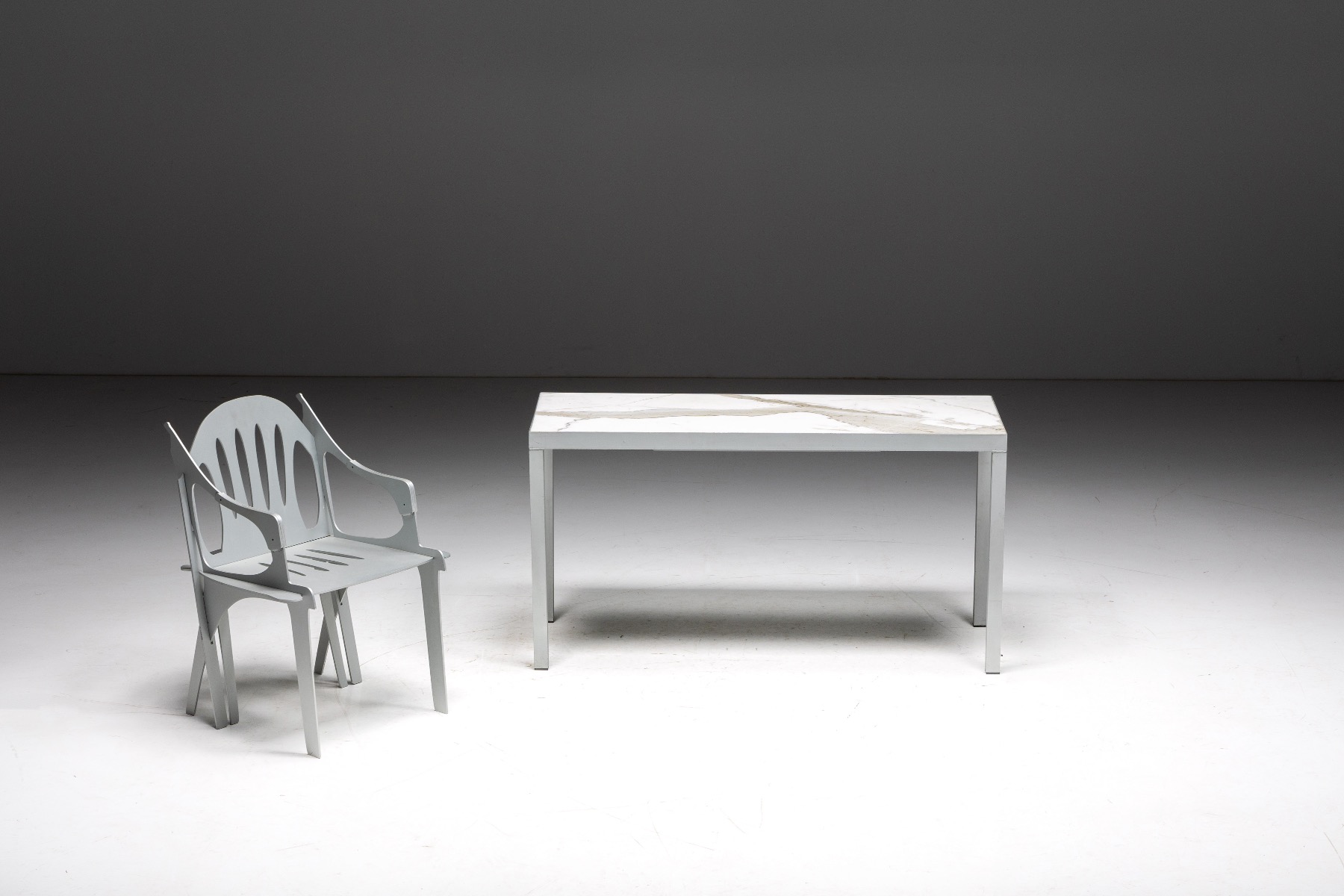 Italian marble console table in Philippe Starck style