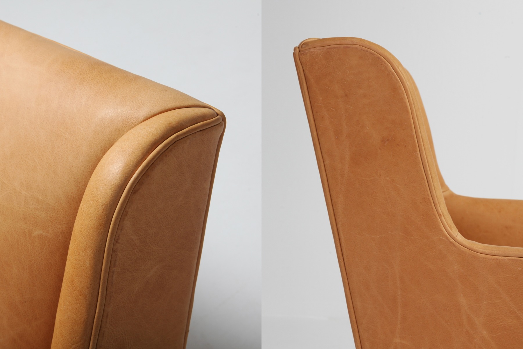 Refined Scandinavian bergere chairs in leather