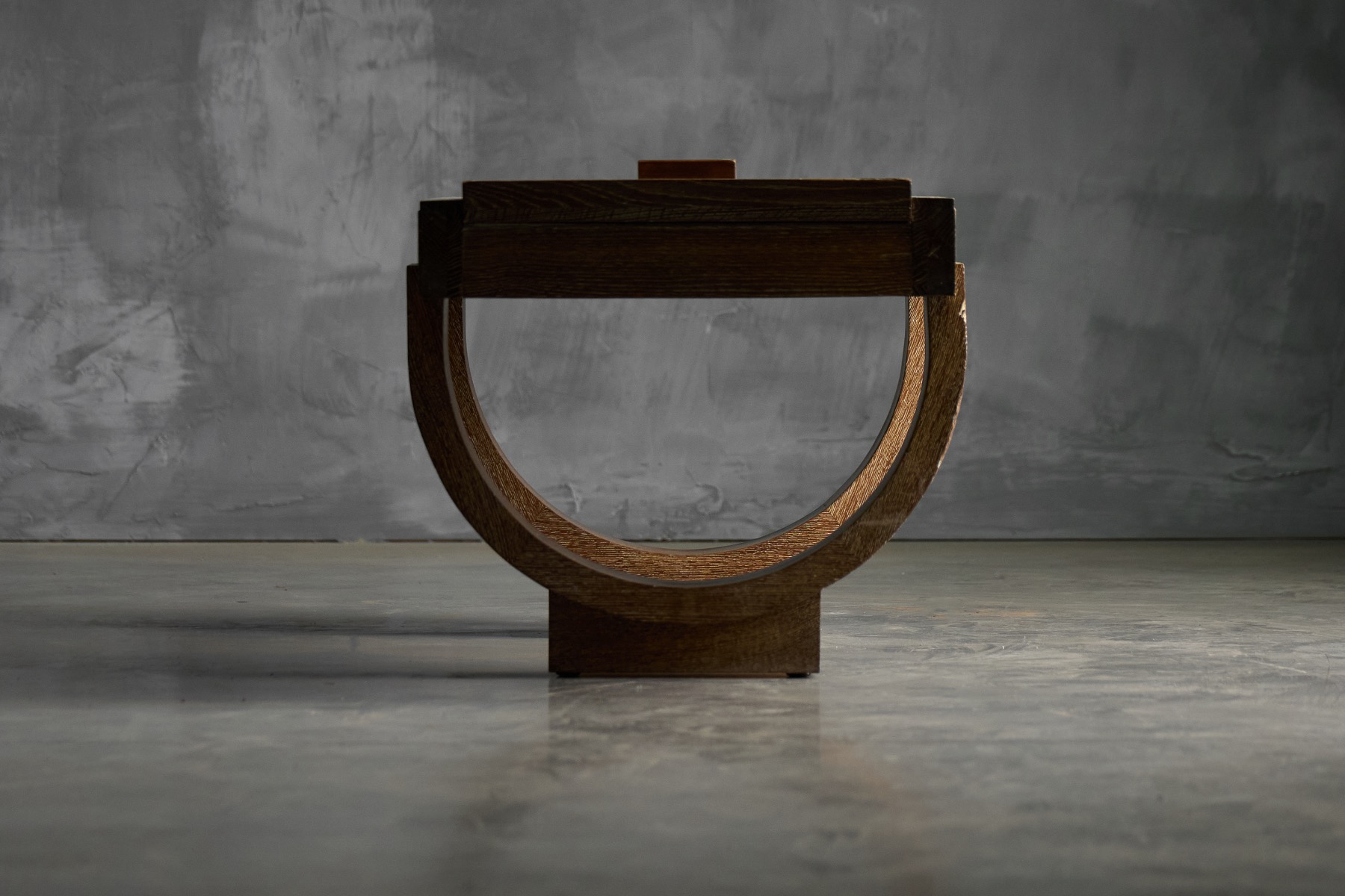 Minimalist Art Deco coffee table with clean oak lines