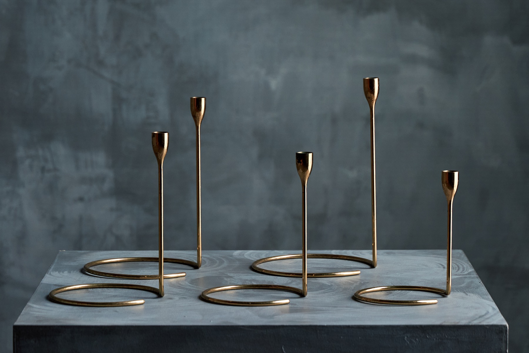 Minimalist brass candle set 1960s