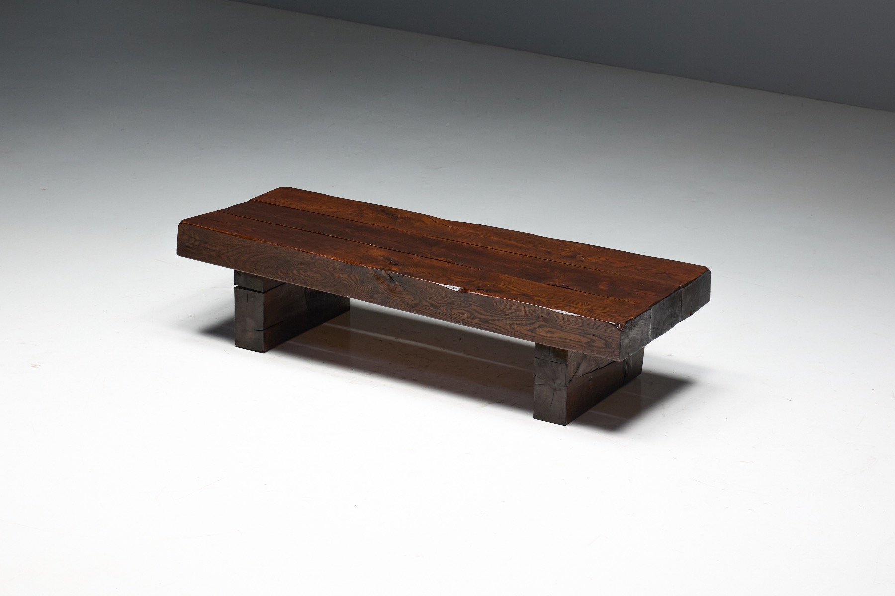 Minimalist brutalist coffee table with rectangular proportions