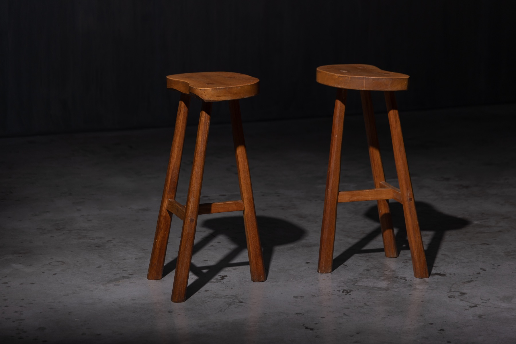 Museum level solid wood bar stools with vintage character