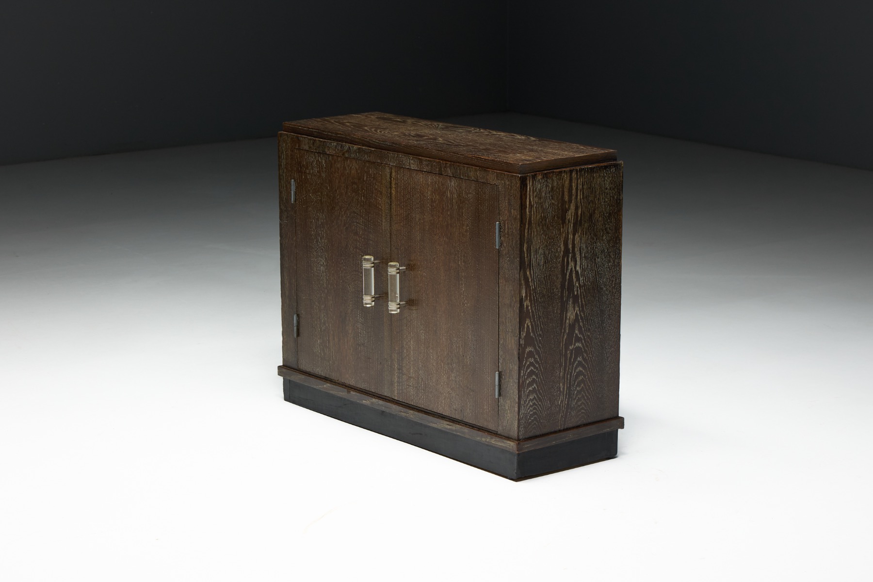 Art Deco oak furniture cabinet with rich wood grain finish