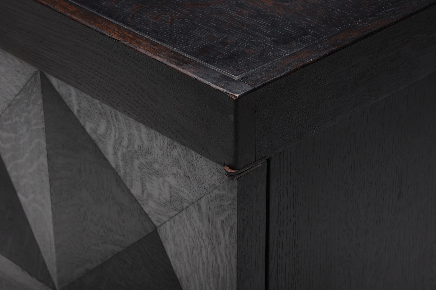 Retro brutalist cabinet in black stained oak style