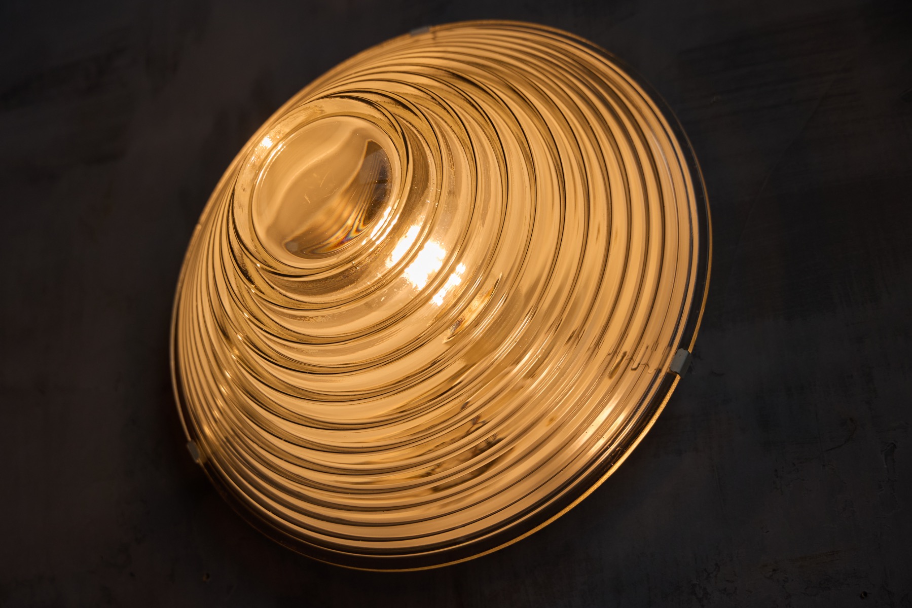 Ribbed glass wall lights attributed to Italian mid century design