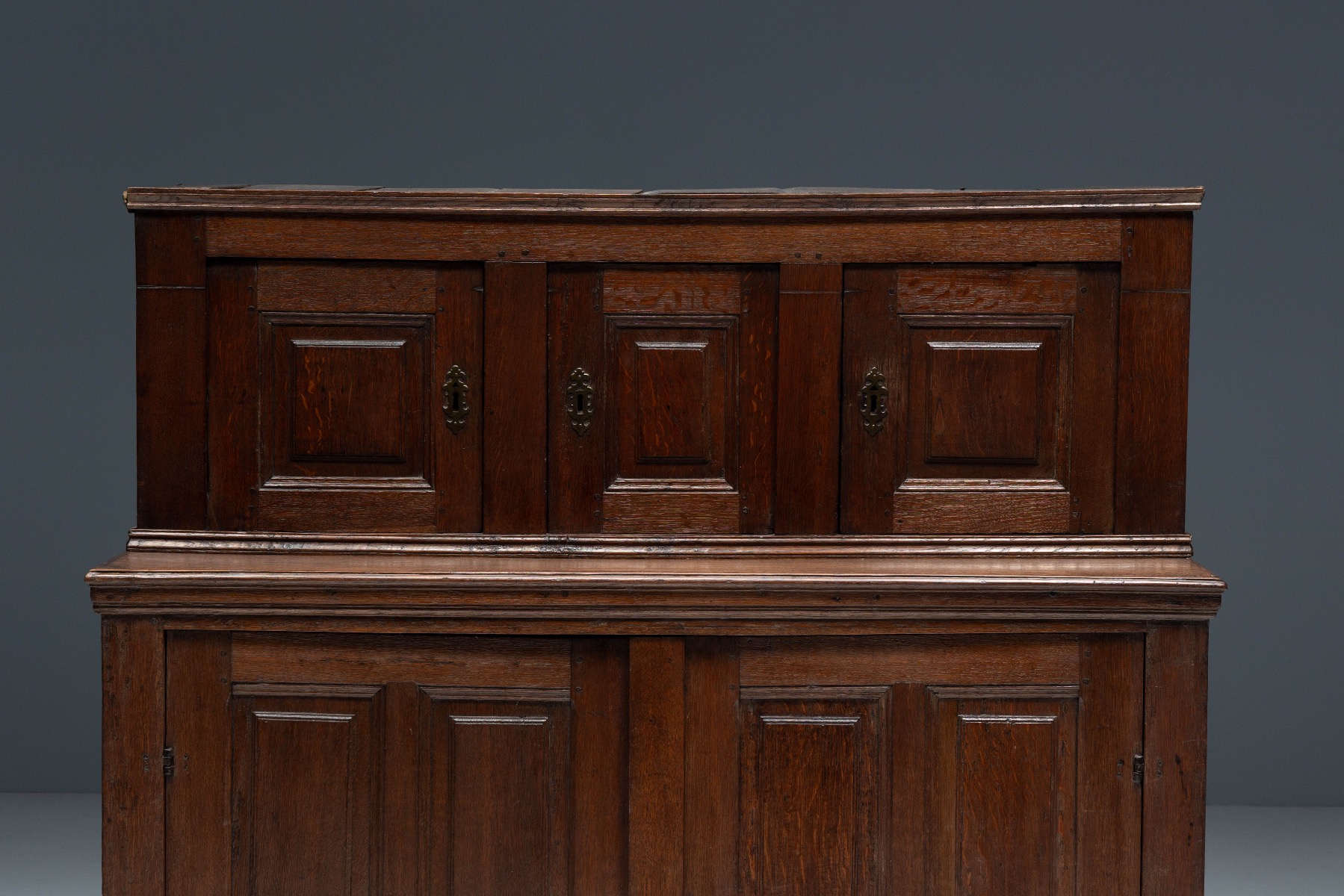 Rural antique oak cabinet with historic character