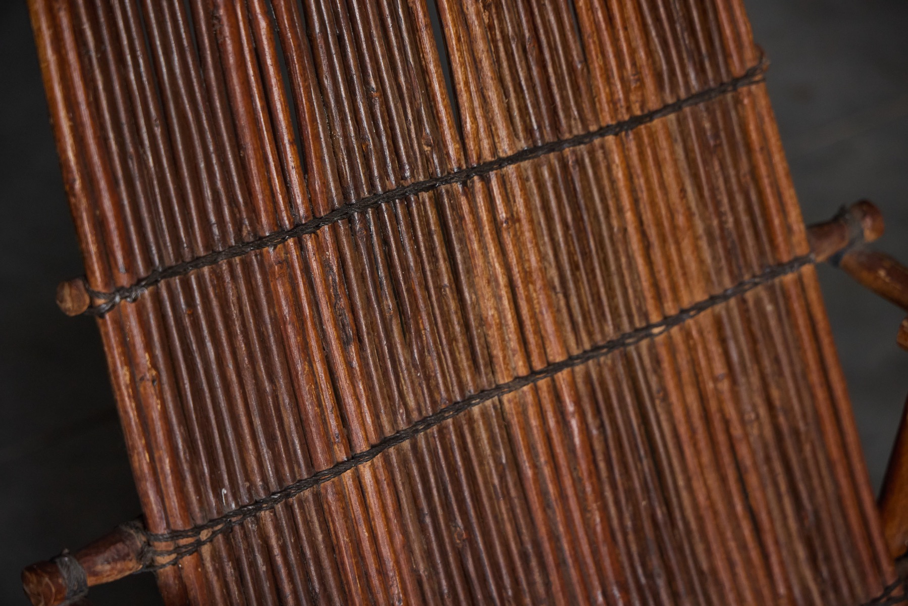 Rustic wicker reclining chair with laid back character