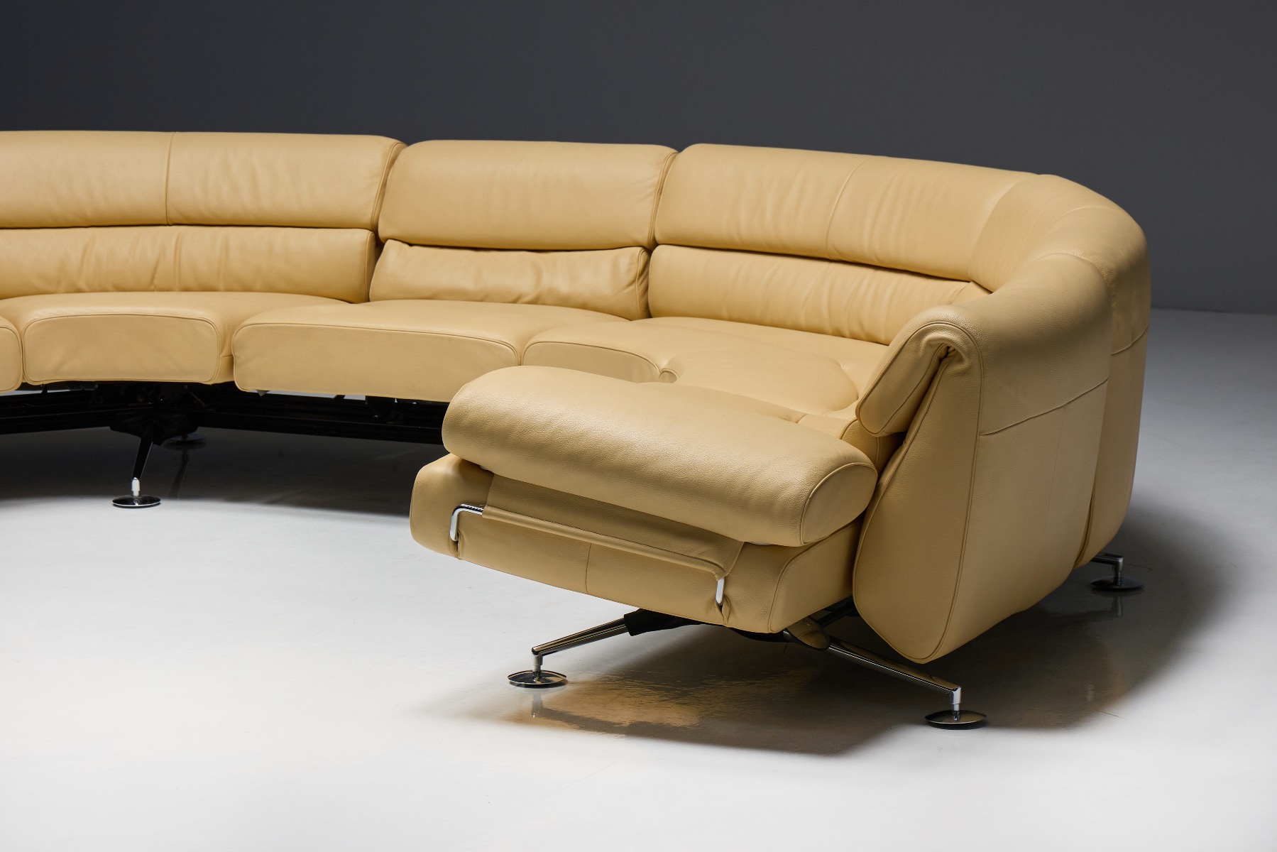 Refined Swiss leather sofa from the 1970s
