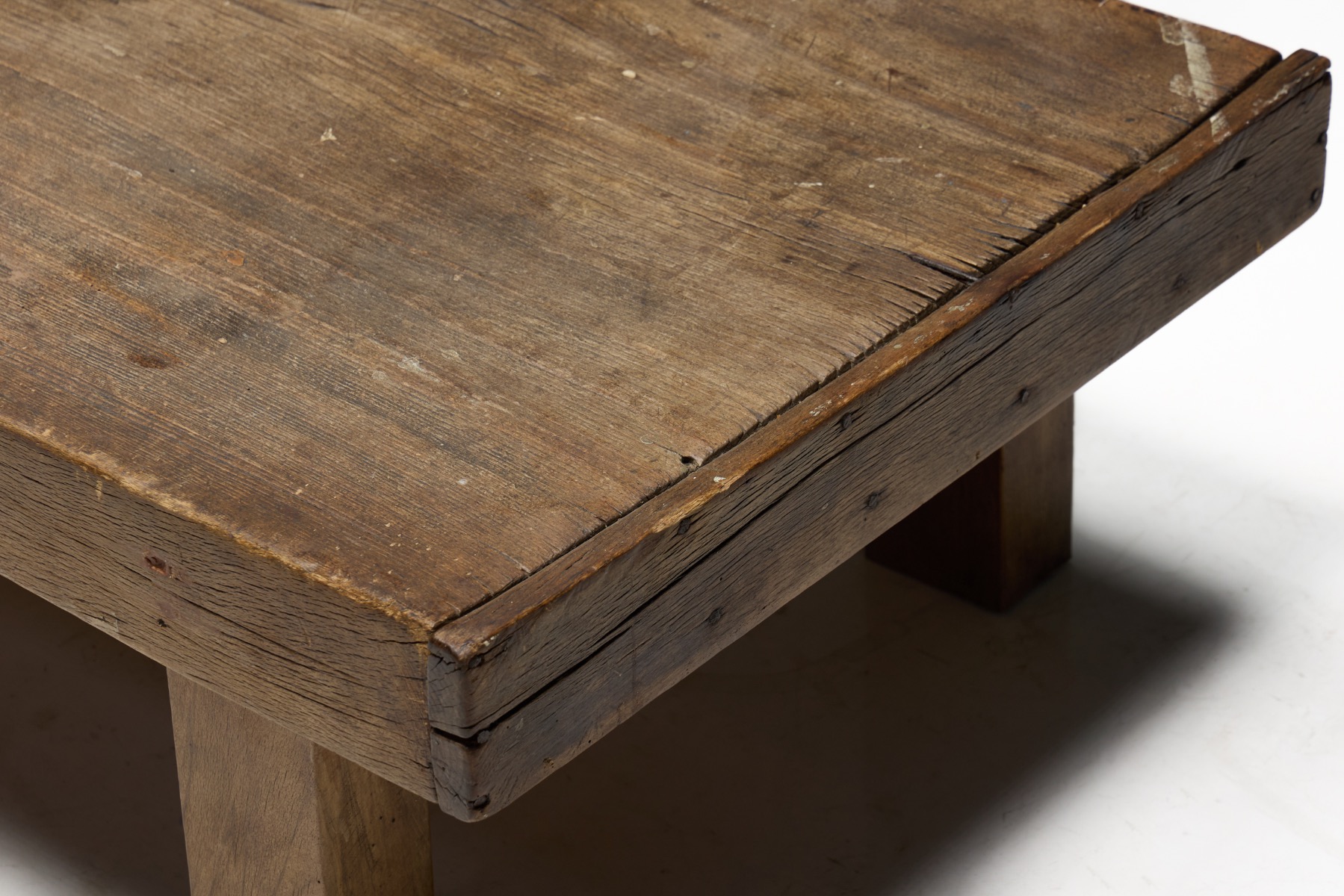 Simple low farmhouse coffee table used in a rural interior