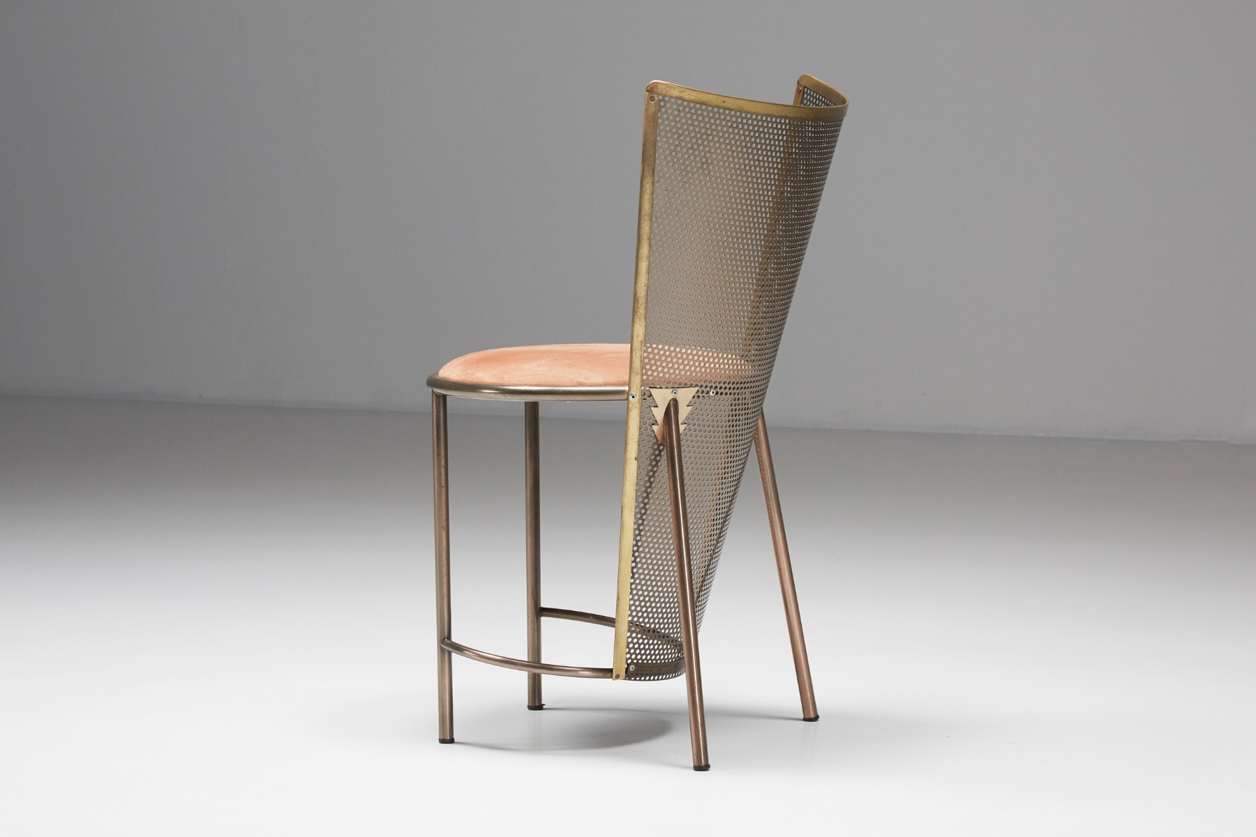 Sleek postmodern brass chairs by Frans van Praet