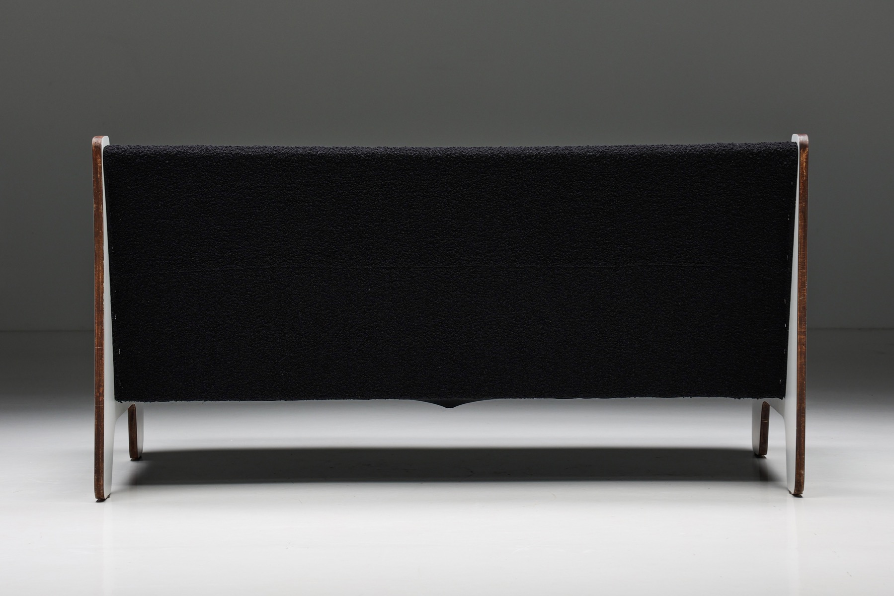 Sleek postmodern sofa in black and white design