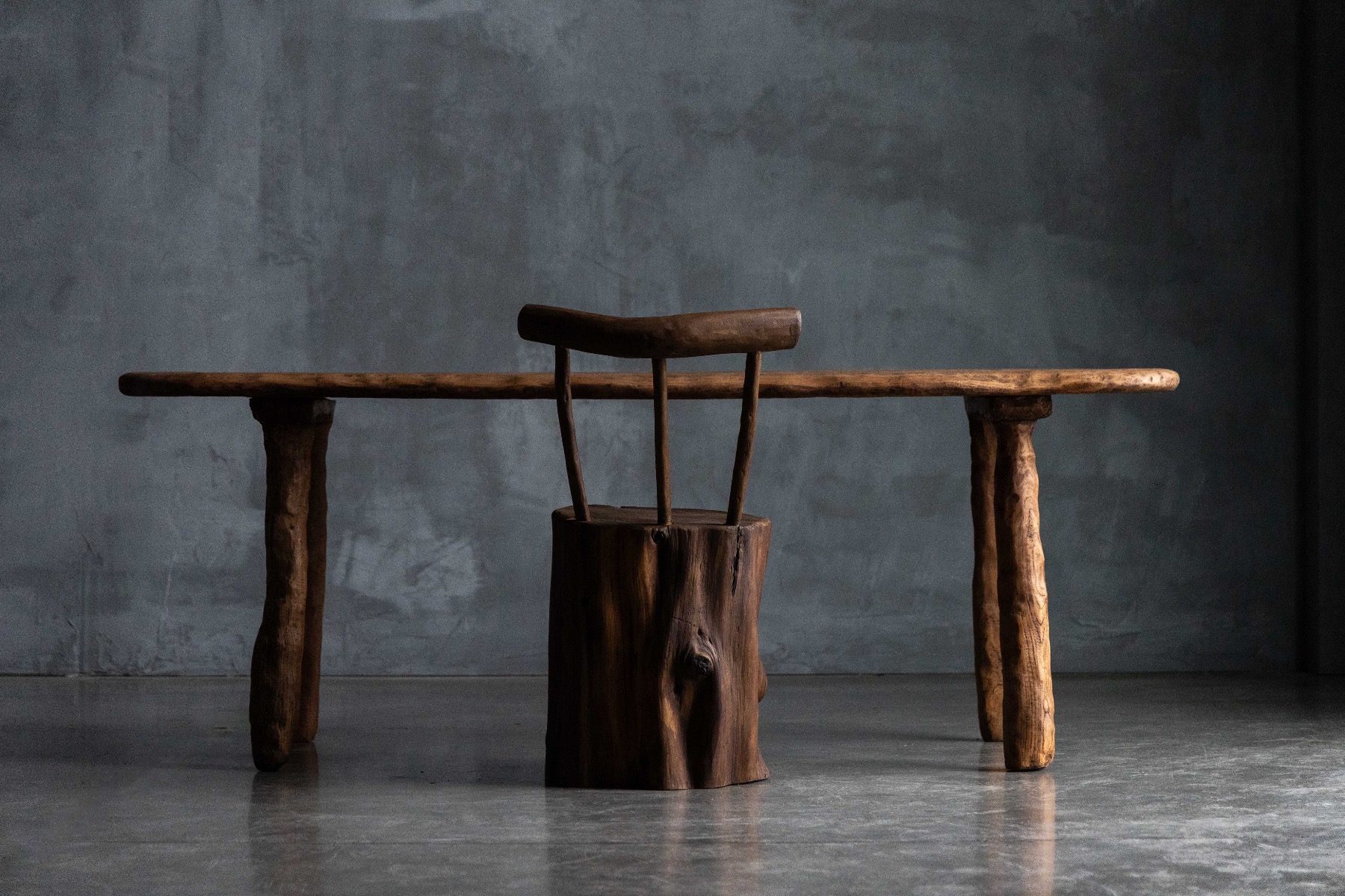 Minimalist organic wooden living room table