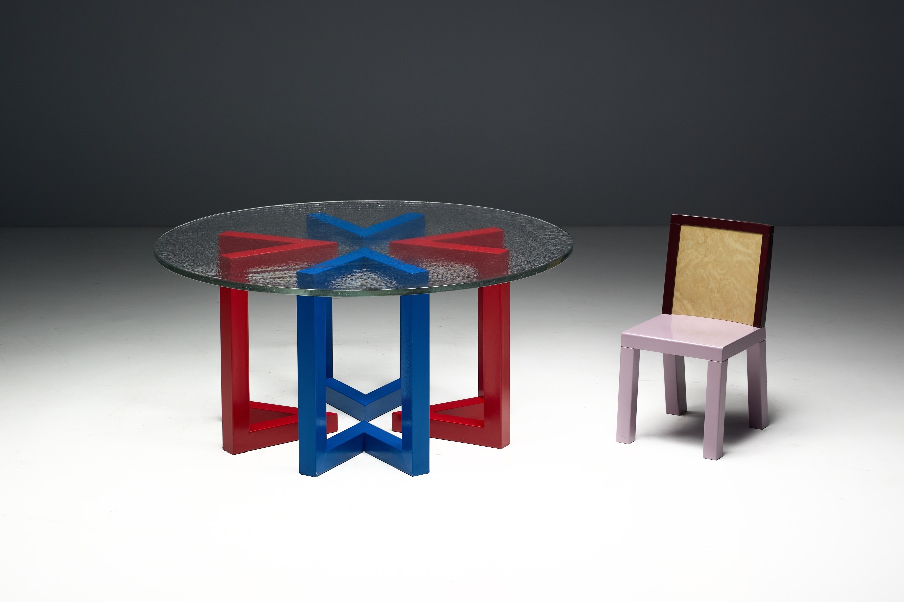 Expressive hand blown glass top dining table