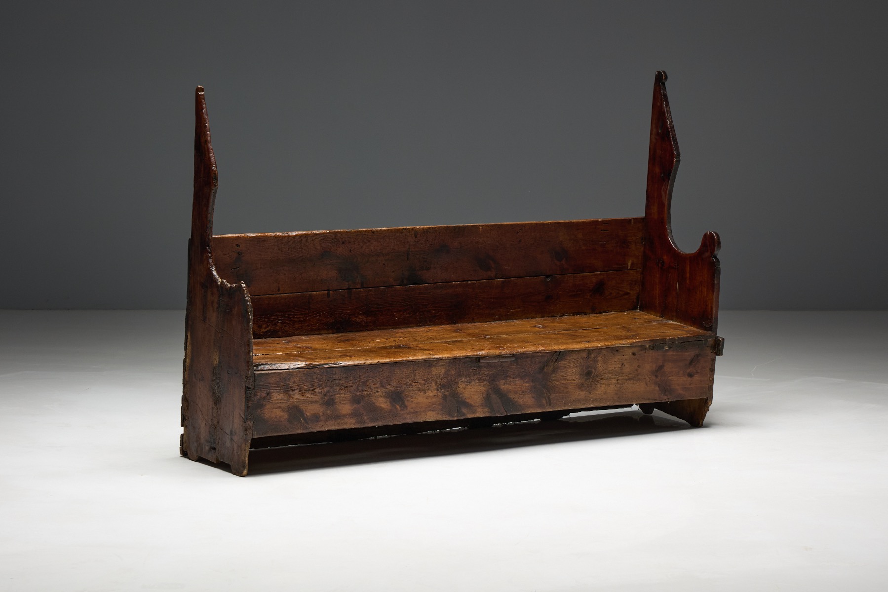 Traditional 1700s wooden farmhouse bench