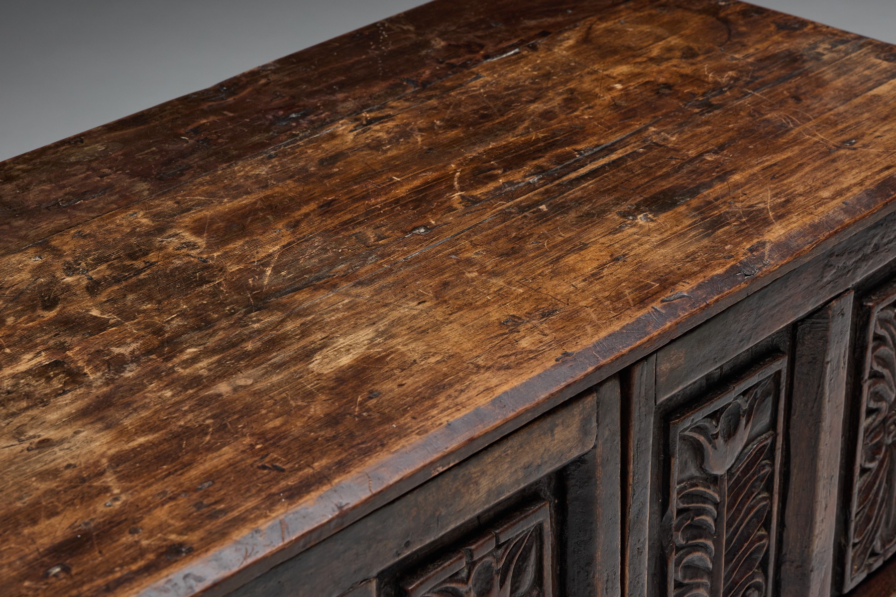 Traditional antique carved cupboard from the 18th century